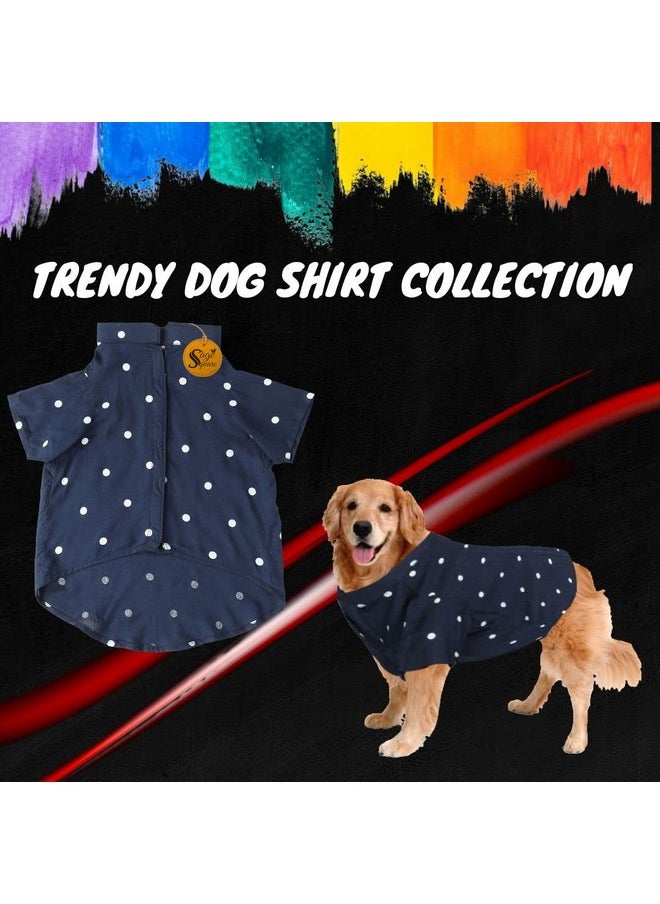 Sage Square Funky Soft Material Dog Shirt | Cool/Funky Print Pet | Soft Light Weight | Comfortable & Breathable Dog Clothing | Trendy Vest Outfit (Medium - 16 Inch) (Polka Blue)  - Image 2