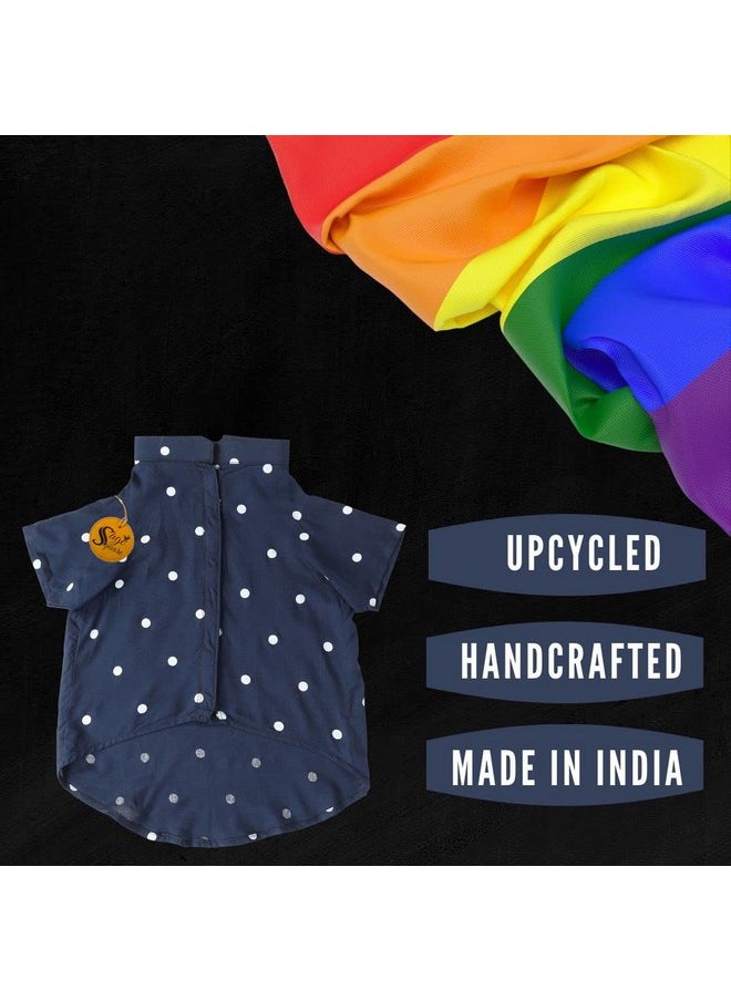 Sage Square Funky Soft Material Dog Shirt | Cool/Funky Print Pet | Soft Light Weight | Comfortable & Breathable Dog Clothing | Trendy Vest Outfit (Medium - 16 Inch) (Polka Blue)  - Image 4