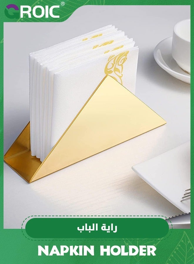 GROIC Triangle Napkin Holder, Stainless Steel Freestanding Flat Tissue Dispenser Organizer for Home Kitchen Countertops, Dinner Tables, Picnic Golden,Premium Paper - Image 3