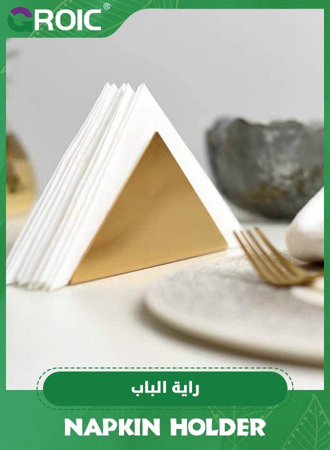 GROIC Triangle Napkin Holder, Stainless Steel Freestanding Flat Tissue Dispenser Organizer for Home Kitchen Countertops, Dinner Tables, Picnic Golden,Premium Paper - Image 4