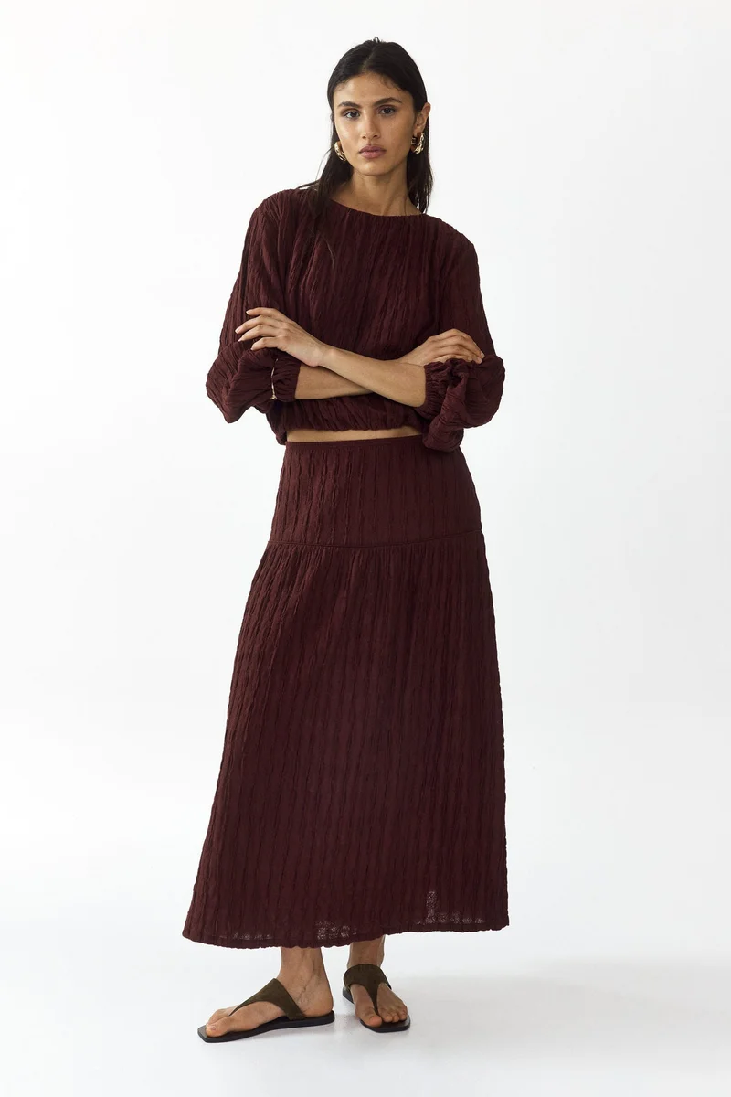 H&M  Textured jersey midi skirt for Women | Best Price UAE