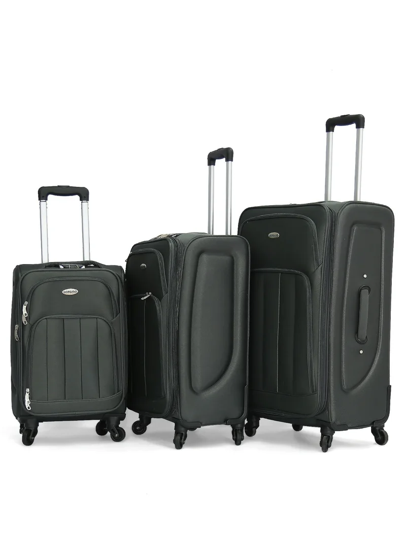 GIORDANO Giordano Trolley Bags 3 PCS Set Softside Spinners,Grey