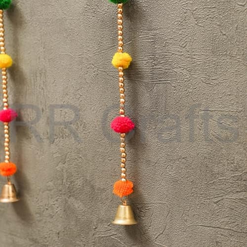 RR Crafts Door Hangings for Home - 10 Pcs Pom Pom Hangings | Door Toran | Latkan | Traditional Decoration Items | Mandir Decoration Items | 4 Ft Each - Image 5