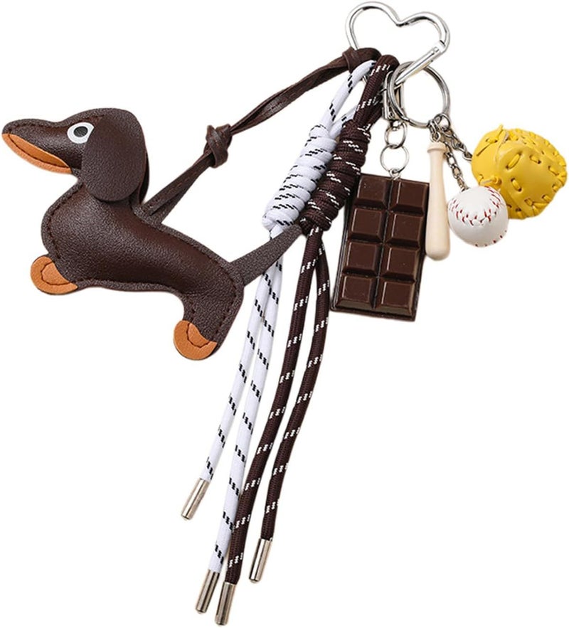 Vintage Dachshund Dog Keychain Unique Style Sturdy PU Material Coffee Elegant Charm For Bag And Keys Decoration Daily Use - Image 1