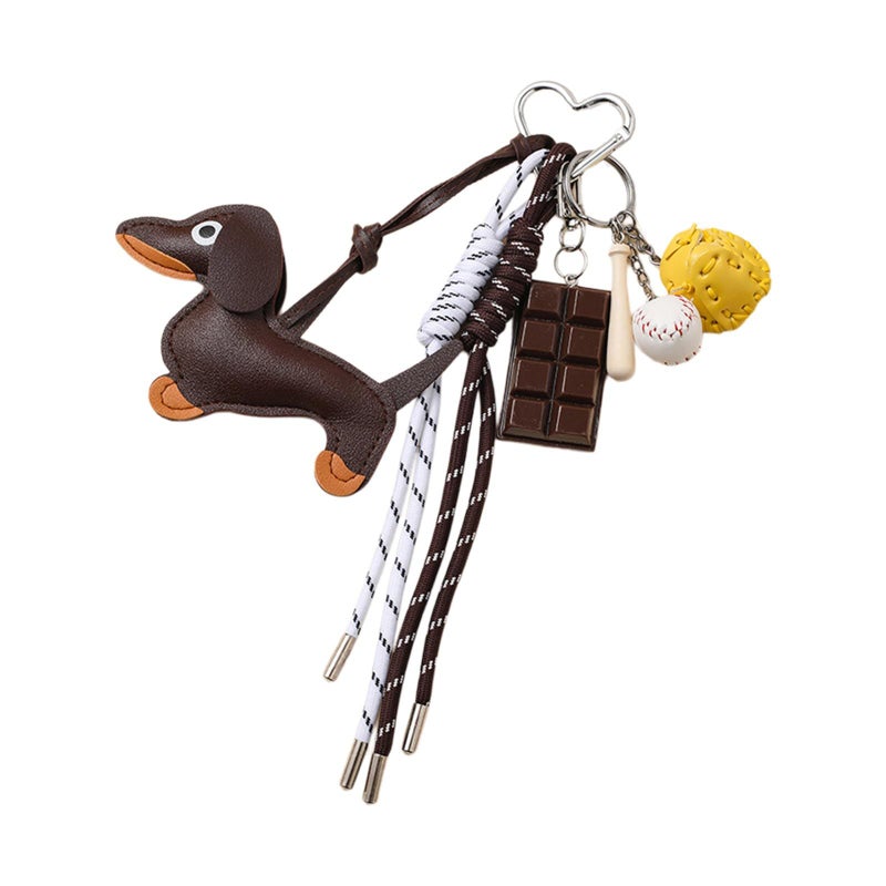 Vintage Dachshund Dog Keychain Unique Style Sturdy PU Material Coffee Elegant Charm For Bag And Keys Decoration Daily Use - Image 2