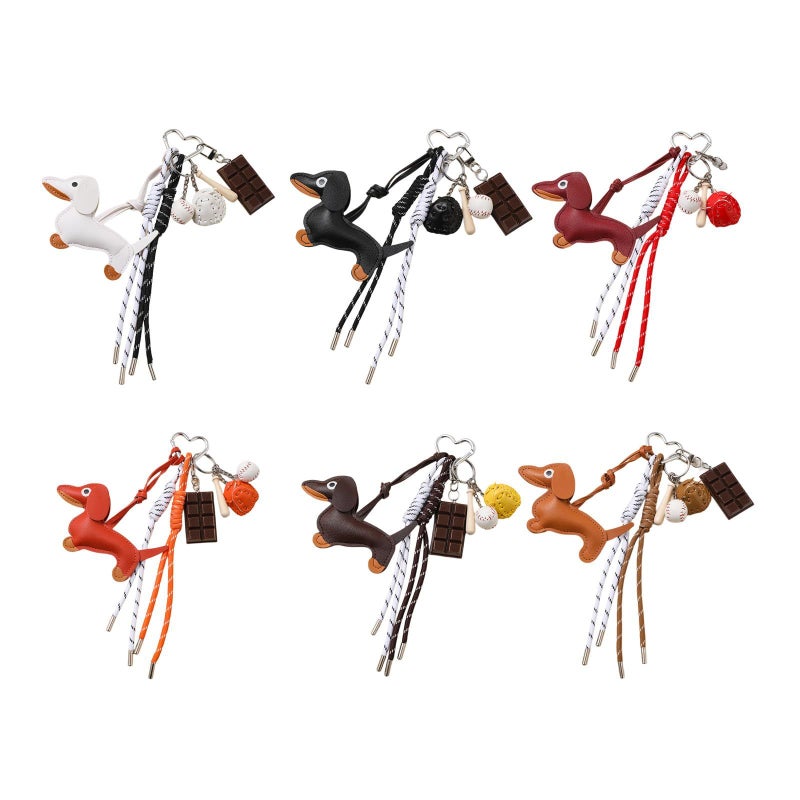 Vintage Dachshund Dog Keychain Unique Style Sturdy PU Material Coffee Elegant Charm For Bag And Keys Decoration Daily Use - Image 5