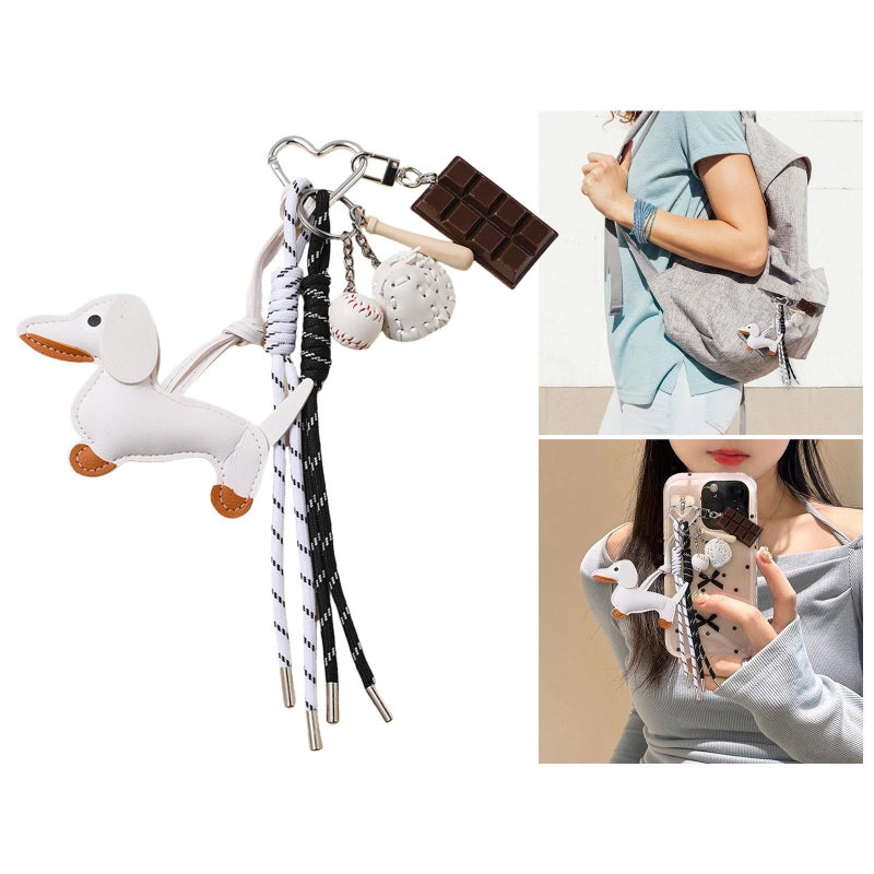 Vintage Dachshund Dog Keychain Unique Style Sturdy PU Material Coffee Elegant Charm For Bag And Keys Decoration Daily Use - Image 3