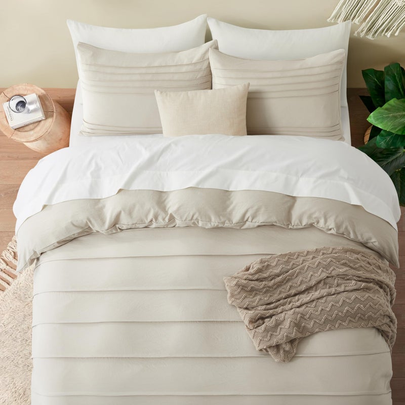 Oli Anderson Linen Grey Duvet Cover King Size - Pleated King Duvet Cover, 3PCS Soft and Breathable Textured Bedding Set with Zipper Closure (Linen, 104"Ã—90") - Image 5