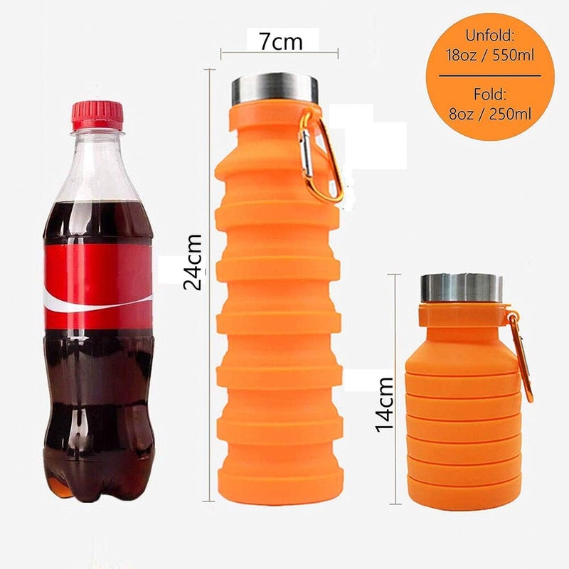 Baskety Collapsible Water Bottle, BPA Free, FDA Approved, Food-Grade Silicone Leak Proof Portable Sports Travel Water Bottle for Outdoor, Gym, Hiking, 15oz - Image 2