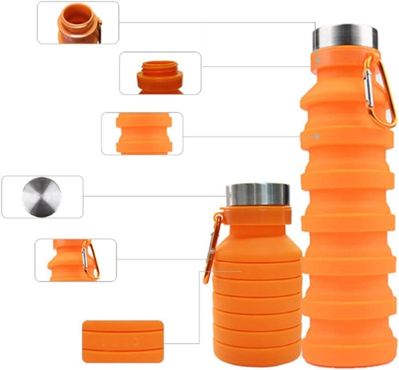 Baskety Collapsible Water Bottle, BPA Free, FDA Approved, Food-Grade Silicone Leak Proof Portable Sports Travel Water Bottle for Outdoor, Gym, Hiking, 15oz - Image 3