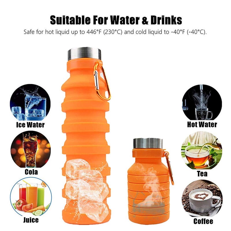 Baskety Collapsible Water Bottle, BPA Free, FDA Approved, Food-Grade Silicone Leak Proof Portable Sports Travel Water Bottle for Outdoor, Gym, Hiking, 15oz - Image 4