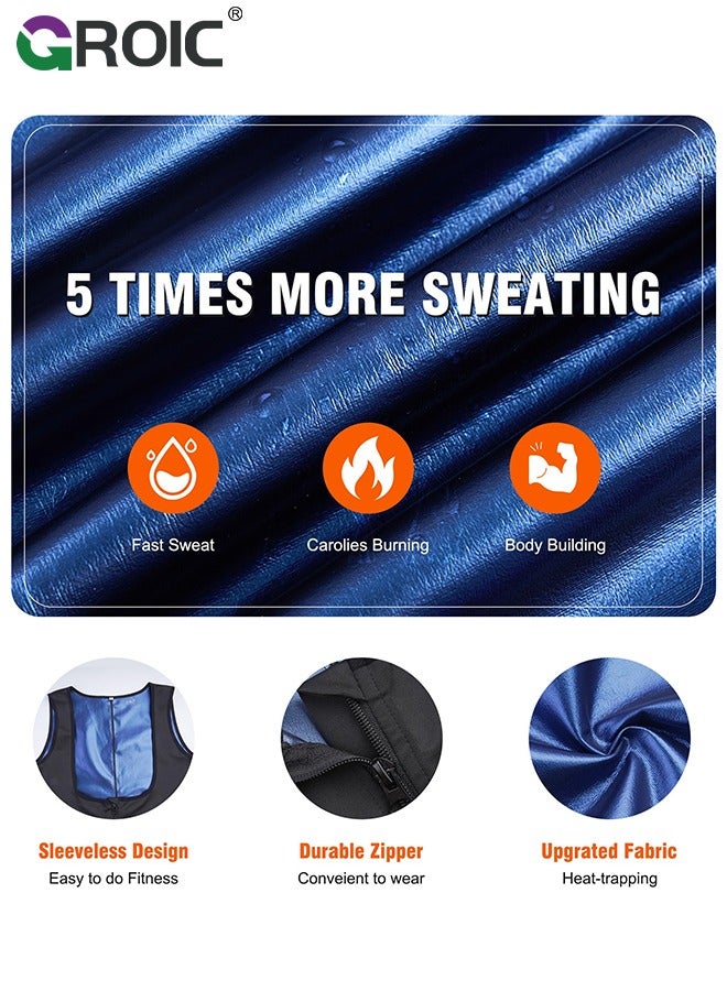 GROIC Woman Sweat Suit, Sauna Sweat Suits Shirt Waist Trainer for Woman, Compression Vest Workout Gym Clothes Sweat Enhancer Short Sleeve, Weight Loss Body Shaper for Workout Sports, L - Image 3