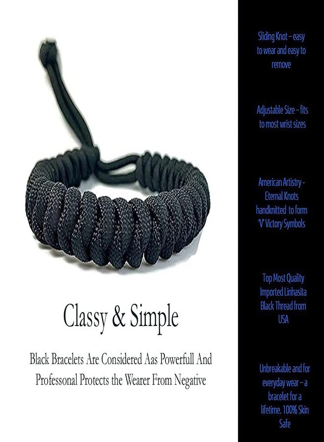 Legacy Black Thread Bracelet Cobra Knot Traditional Adjustable Powerfull Negative Energy Protection Nylon Cord Adjustable Vadic Kala Dhaga Victory Good Luck Wrist Band For Men Women Boys Girls Kids - Image 2