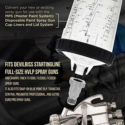 Master Airbrush Master Elite Paint System MPS Spray Gun Cup Adapter 844 - Converts Devilbiss Startingline, Sharpe Finex Spray Guns for Use with Master Paint System MPS Disposable Cup Liners and Lid System - Image 3