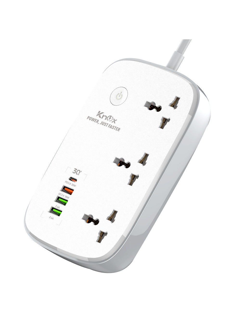 Knox WiFi Smart Power Strip, Surge Protector Extension Cord with Alexa & Google Assistant, 3 Universal Outlets, 30W USB-C PD Fast Charging, 4 USB-A Ports, 2M Cable, Anti-Flammable Multi-Plug Socket