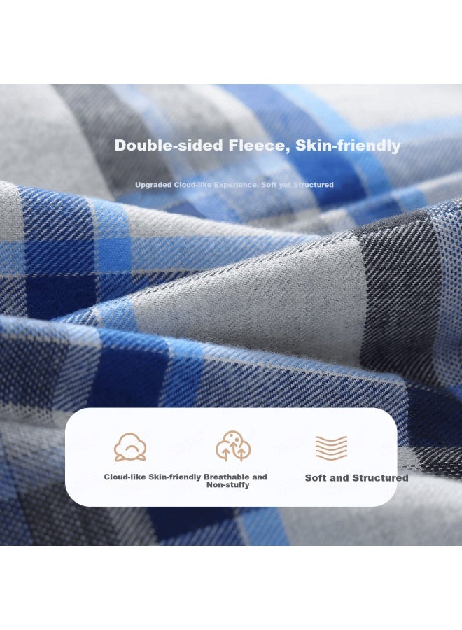 Mqdmini Kids Hooded Cotton Shirt Boys Jacket Blue Green Plaid - Image 3