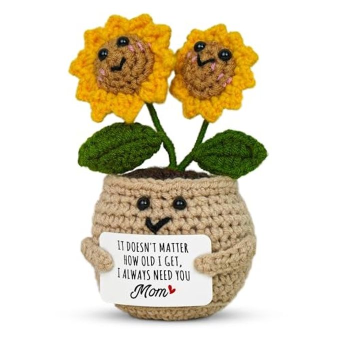 OASSIE Gifts For Mom From Daughter Son Handmade Positive Sunflower Crochet With Card Mom Gifts For Mothers Day, Birthday Gift For Mother In Law Mama Grandma, Emotional Support Crochet - Image 4