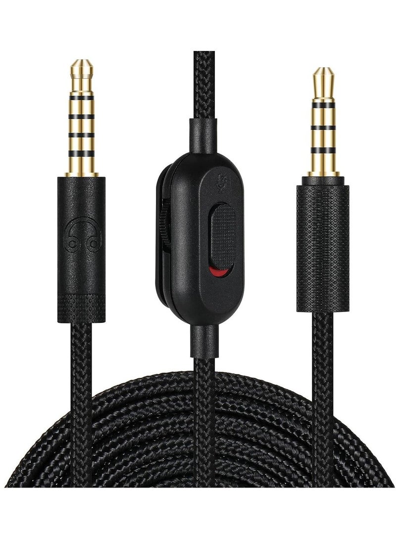 Replacement Audio Cable for G433 Headphones,Aux Cord Braided Wire with Volume Control Mic Mute Compatible with Logitech G Pro X G Pro G233 Gaming Headsets (Black) - Image 1