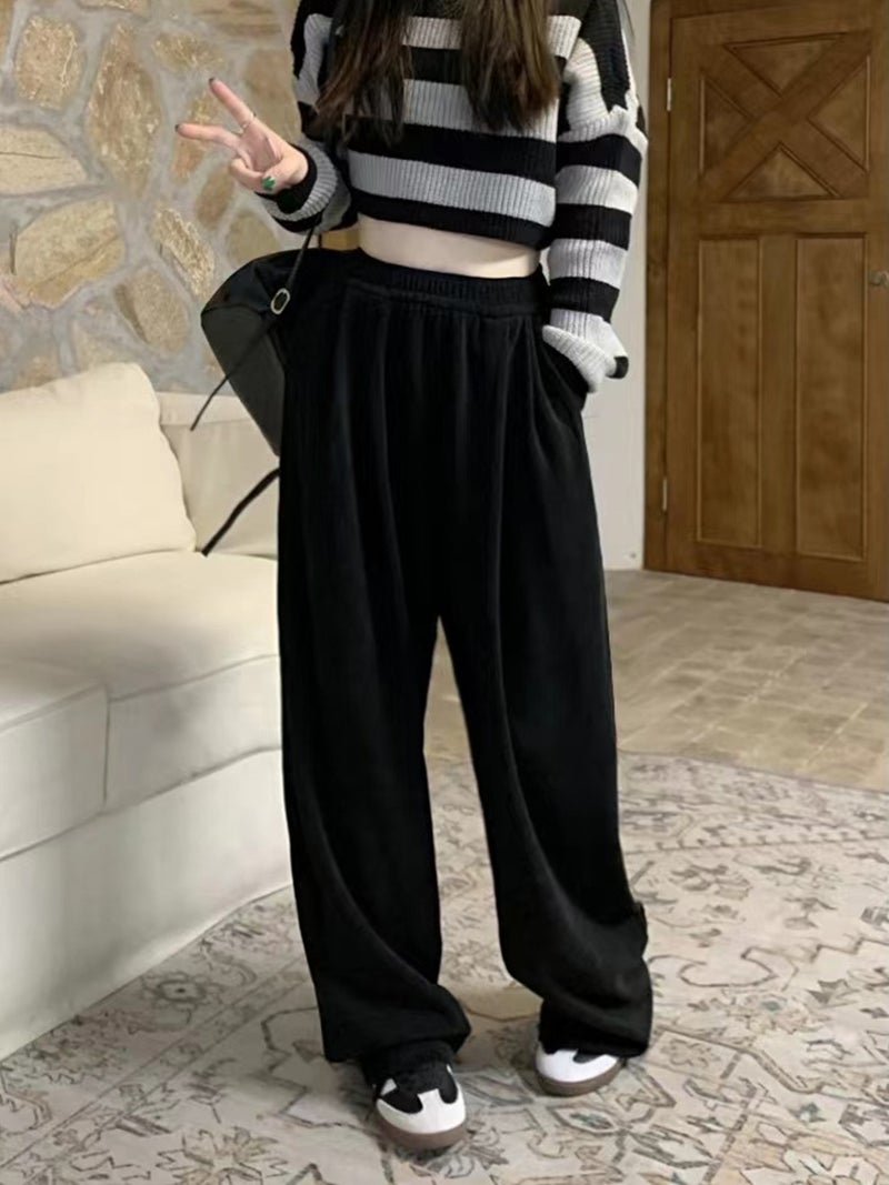 Lazy Style Dosing Casual Straight Pants Women'S Loose Slimming Wide-Leg Pants With Loose Waist - Image 2