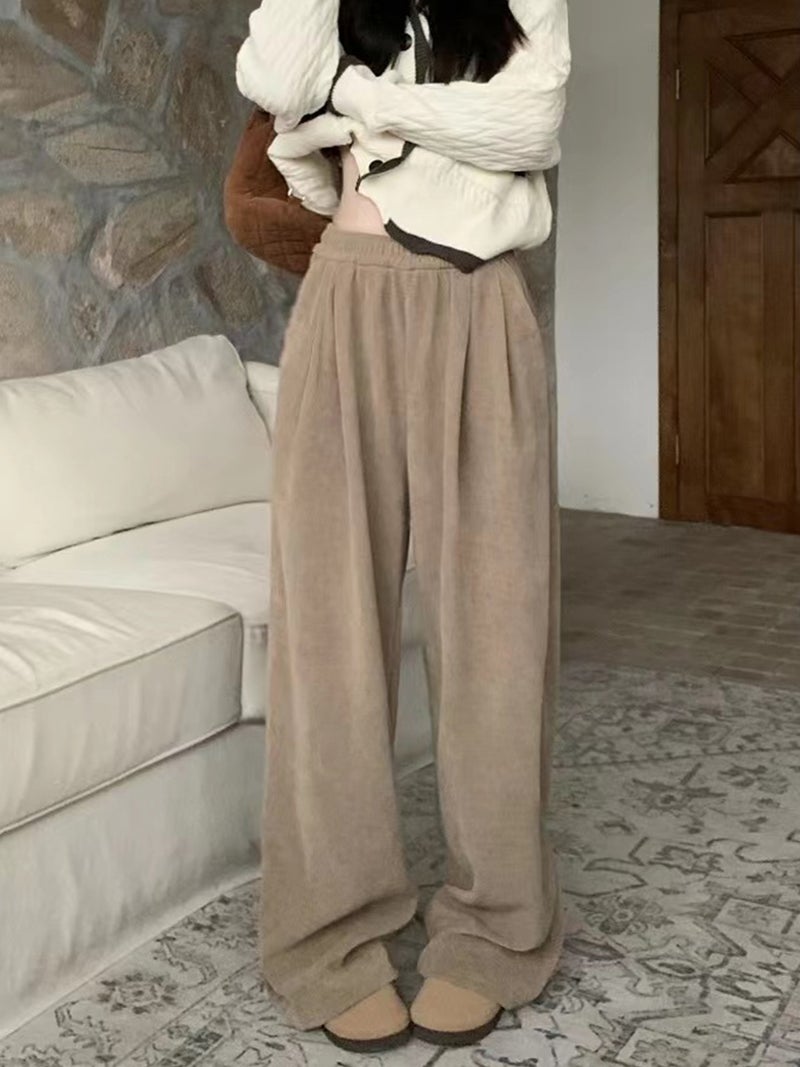 Lazy Style Dosing Casual Straight Pants Women'S Loose Slimming Wide-Leg Pants With Loose Waist - Image 3