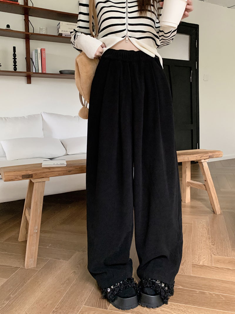Lazy Style Dosing Casual Straight Pants Women'S Loose Slimming Wide-Leg Pants With Loose Waist - Image 5