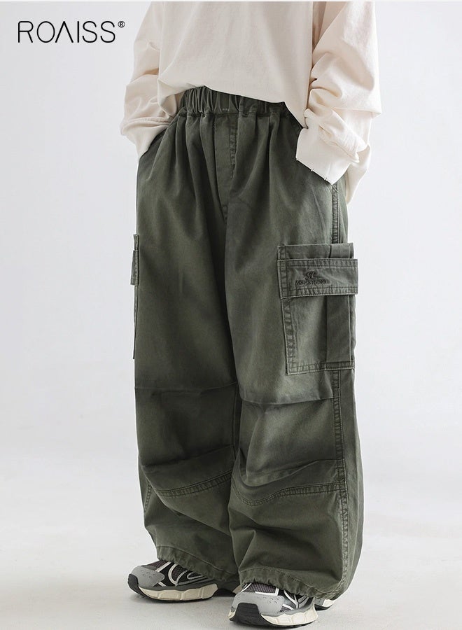 رويس بنطلونات فضفاضة غير رسمية للأولاد، بنطلونات كارغو واسعة الخصر ومرنة مع جيوب، بنطلونات أنيقة عتيقة للأولاد، مناسبة للارتداء اليومي والمدرسة والأنشطة الداخلية والخارجية - Image 3