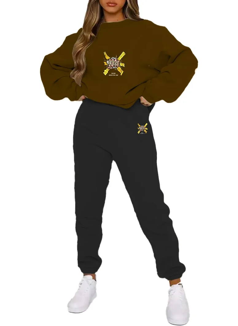 DogFish Tracksuit Oversize Bold Printed Tracksuit Brown
