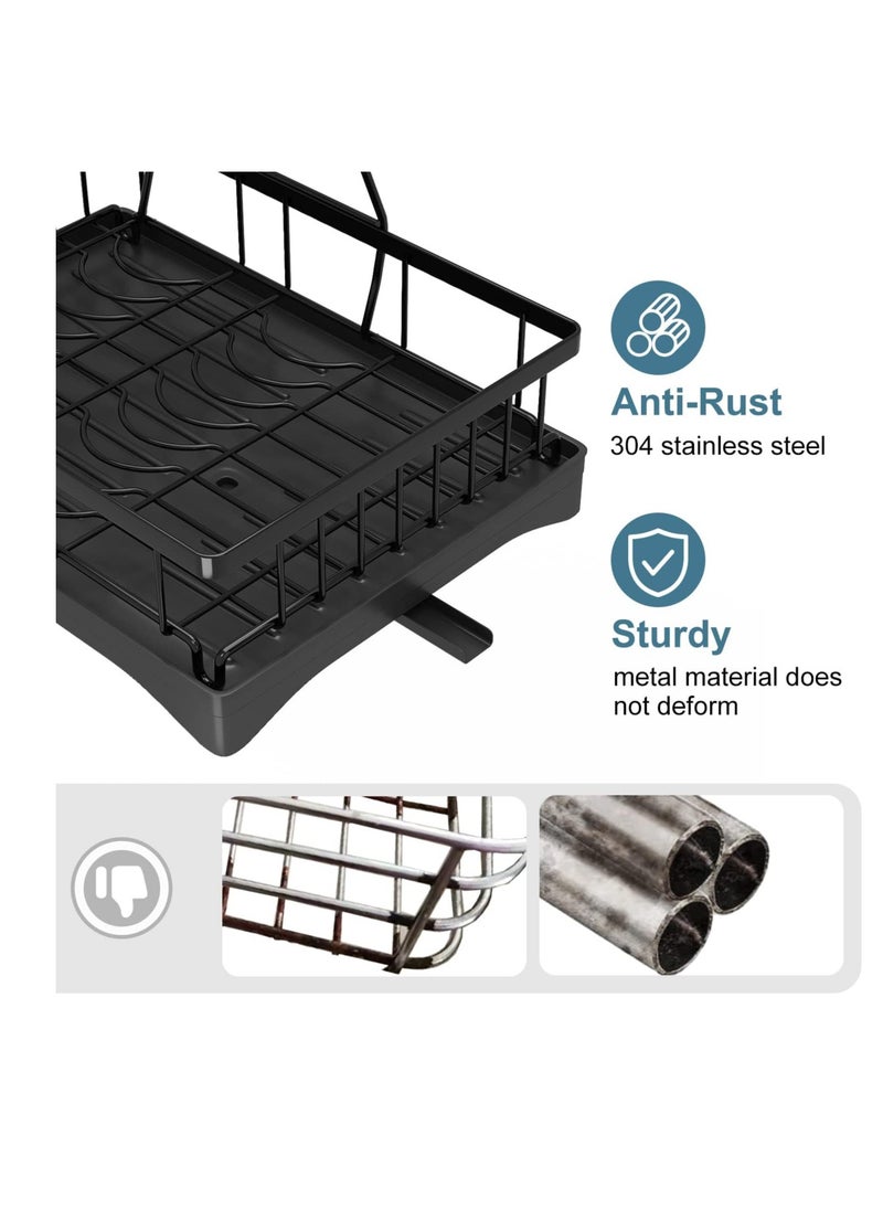 Generic 2-Tier Dish Rack for Kitchen Countertop, Large Removable Stainless Steel Dish Drainer, Space-Saving Kitchen Organizer for Plates, Cups, Utensils, and Cutlery, Durable, Corrosion-Resistant, Easy to Clean, Includes Drainboard, Knife & Utensil Holder, Perfect for Keeping Your Kitchen Organized and Dry, Ideal for Modern Kitchens with Limited Counter Space, Practical Design for Efficient Dish Drying, Helps Keep Your Kitchen Counter Clean and Tidy, Adjustable Design for Versatile Use, High-Quality Material Ensures Long-Term Durability, Optimized Storage for All Your Kitchenware, Ideal for Busy Households Looking for a Practical and Stylish Solution to Dish Storage and Organization, Functional Design that Maximizes Space While Providing Easy Access to Drying Items, Effortless Maintenance and Versatile Placement Options. Perfect for Home Cooks, Small Apartments, or Anyone Looking to Enhance Kitchen Organization  - Image 4