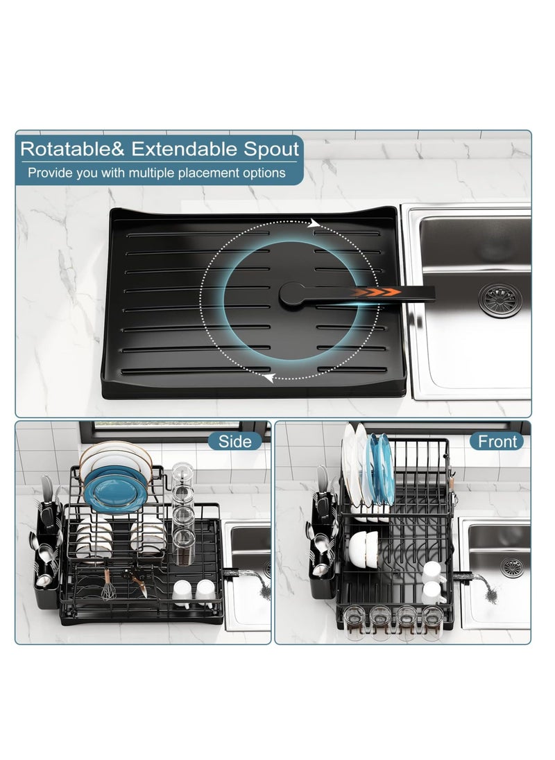 Generic - 2-Tier Dish Rack for Kitchen Countertop, Large Removable Stainless Steel Dish Drainer, Space-Saving Kitchen Organizer for Plates, Cups, Utensils, and Cutlery, Durable, Corrosion-Resistant, Easy to Clean, Includes Drainboard, Knife & Utensil Holder, Perfect for Keeping Your Kitchen Organized and Dry, Ideal for Modern Kitchens with Limited Counter Space, Practical Design for Efficient Dish Drying, Helps Keep Your Kitchen Counter Clean and Tidy, Adjustable Design for Versatile Use, High-Quality Material Ensures Long-Term Durability, Optimized Storage for All Your Kitchenware, Ideal for Busy Households Looking for a Practical and Stylish Solution to Dish Storage and Organization, Functional Design that Maximizes Space While Providing Easy Access to Drying Items, Effortless Maintenance and Versatile Placement Options. Perfect for Home Cooks, Small Apartments, or Anyone Looking to Enhance Kitchen Organization - Image 1
