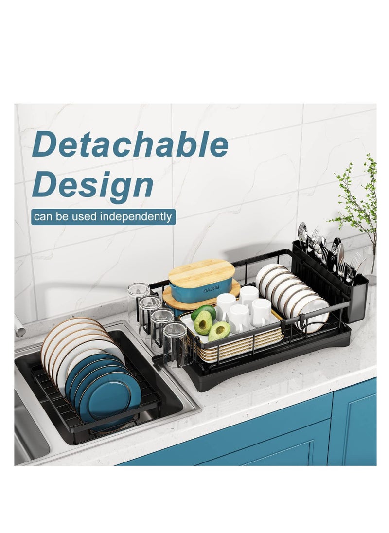Generic 2-Tier Dish Rack for Kitchen Countertop, Large Removable Stainless Steel Dish Drainer, Space-Saving Kitchen Organizer for Plates, Cups, Utensils, and Cutlery, Durable, Corrosion-Resistant, Easy to Clean, Includes Drainboard, Knife & Utensil Holder, Perfect for Keeping Your Kitchen Organized and Dry, Ideal for Modern Kitchens with Limited Counter Space, Practical Design for Efficient Dish Drying, Helps Keep Your Kitchen Counter Clean and Tidy, Adjustable Design for Versatile Use, High-Quality Material Ensures Long-Term Durability, Optimized Storage for All Your Kitchenware, Ideal for Busy Households Looking for a Practical and Stylish Solution to Dish Storage and Organization, Functional Design that Maximizes Space While Providing Easy Access to Drying Items, Effortless Maintenance and Versatile Placement Options. Perfect for Home Cooks, Small Apartments, or Anyone Looking to Enhance Kitchen Organization  - Image 5