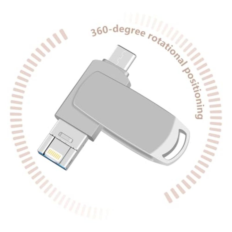 2TB Dual-Drive USB Flash Drive for Phone Silver Gray, Aluminum Alloy, High-Speed Mobile Photo Storage Memory Stick with USB-C Compatibility - Image 4