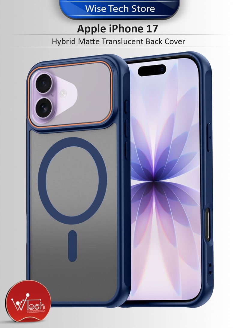 Wtech Apple iPhone 17 5G 2025 Hybrid Matte Translucent Back Cover Shockproof Hard PC Strong Magnetic Adsorption Case Cover (MCMPMN) - Navy Blue - Image 1