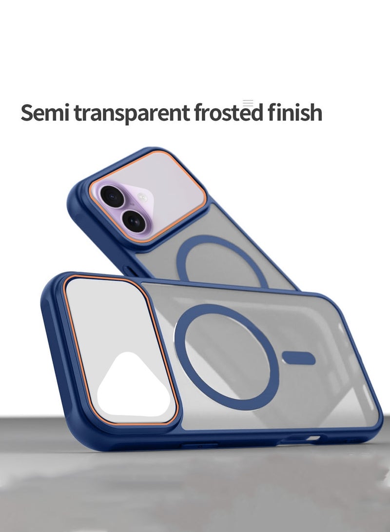 Wtech Apple iPhone 17 5G 2025 Hybrid Matte Translucent Back Cover Shockproof Hard PC Strong Magnetic Adsorption Case Cover (MCMPMN) - Navy Blue - Image 4