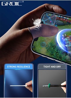 GROIC 4 قطع من أكمام أصابع ألعاب الهاتف المحمول مع حافظة، أكمام إبهام / قفازات أصابع من الألياف الفضية غطاء غطاء إصبع للألعاب مقاوم للتعرق للألعاب / متين / قابل للتنفس لجميع ألعاب الهاتف المحمول  - Image 5