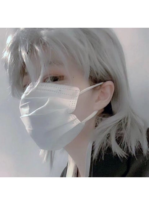 Stylish Short Wolf Tail Wig for Men Grandma Ash (small clip for sending head net)