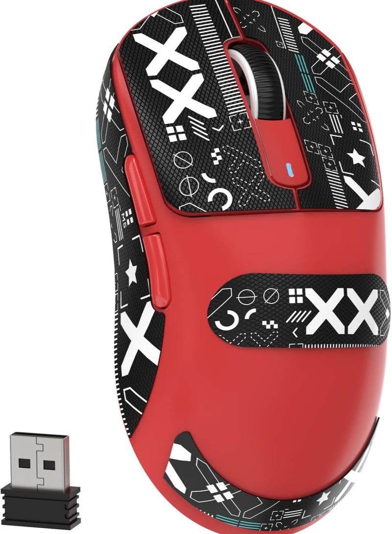 Attack Shark X3 Wireless Gaming Mouse, 49g Ultralight, PixArt PAW3395 26000 DPI, Bluetooth/2.4Ghz /Wired Tri-Mode, 200Hrs Rechargeable Battery, Kailh GM8.0 Switch for MAC/Win - Red&Tape - Image 1