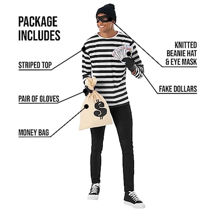 MORPH Robber Costume Adults, Bandit Costume, Mens Cops and Robbers Halloween Costumes, Halloween Costumes For Men, X-Large - Image 3