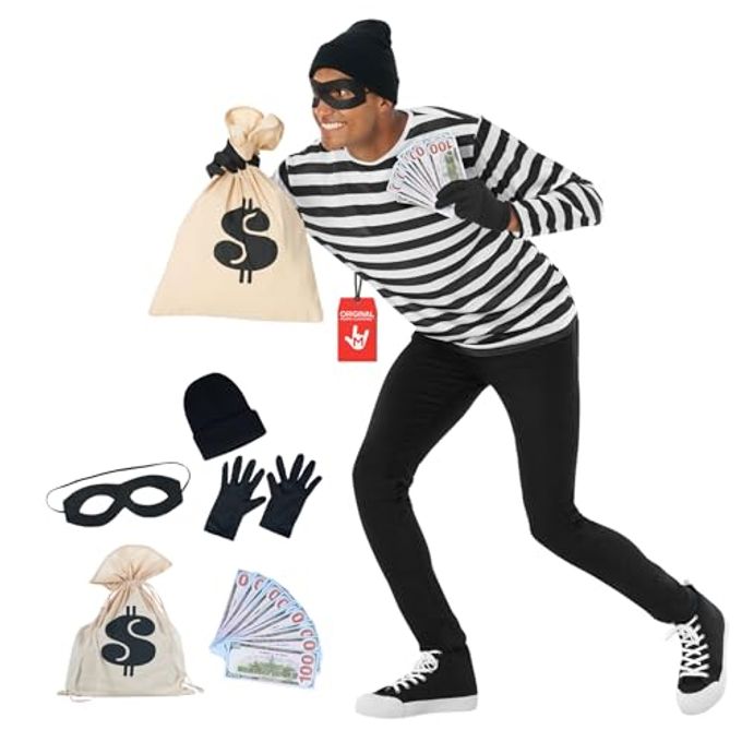 MORPH Robber Costume Adults, Bandit Costume, Mens Cops and Robbers Halloween Costumes, Halloween Costumes For Men, X-Large - Image 4