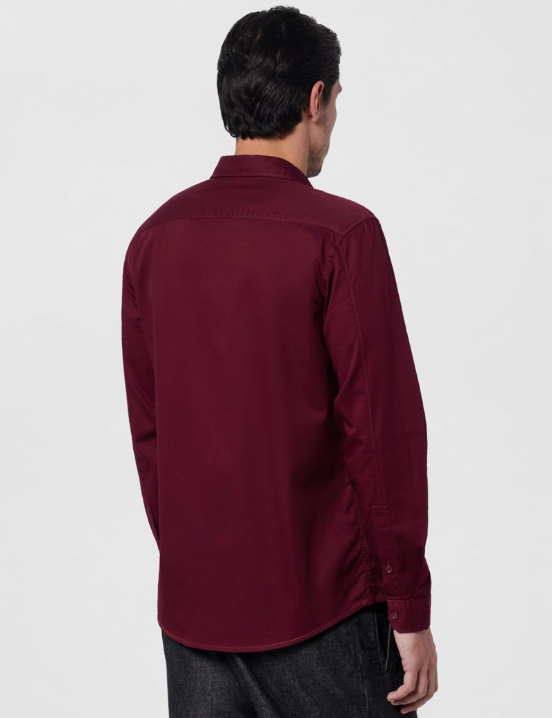 LOUIS PHILIPPE قميص رجالي من قطن لويس فيليب بقصة ضيقة (LRSFCSLPE10483_Maroon, 39) - Image 3