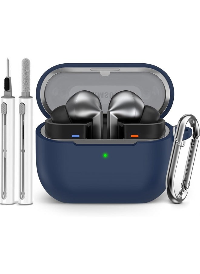 SJet - Samsung Galaxy Buds 3 & Pro Case Cover with Cleaner Kit, Soft Silicone Case with Carabiner(Blue) - Image 1