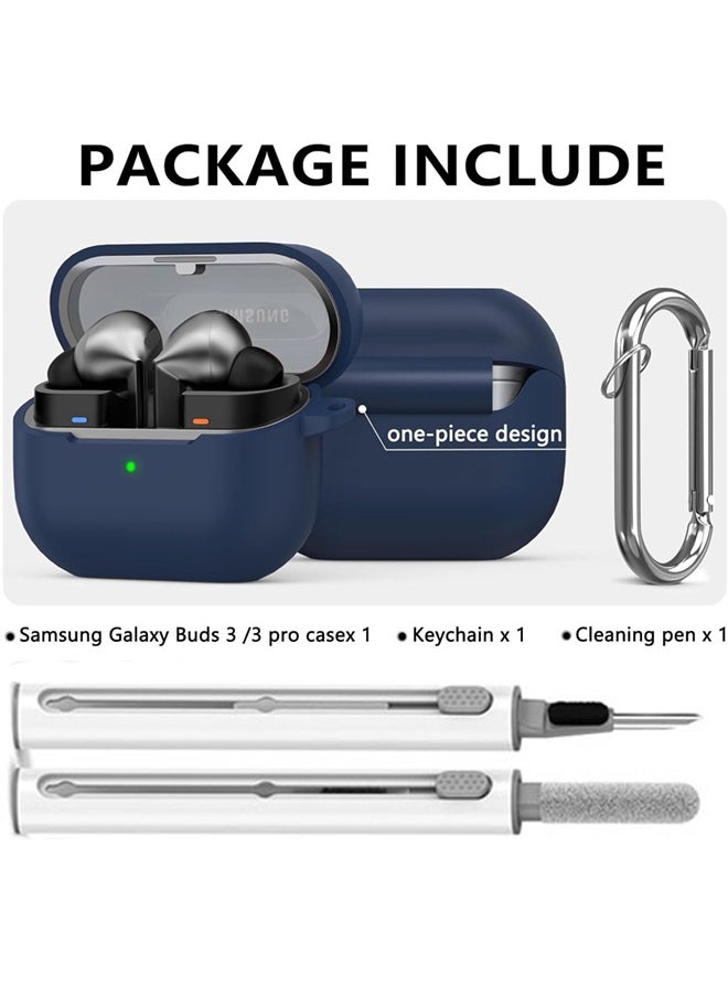 SJet - Samsung Galaxy Buds 3 & Pro Case Cover with Cleaner Kit, Soft Silicone Case with Carabiner(Blue) - Image 1