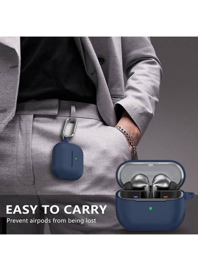 SJet - Samsung Galaxy Buds 3 & Pro Case Cover with Cleaner Kit, Soft Silicone Case with Carabiner(Blue) - Image 1