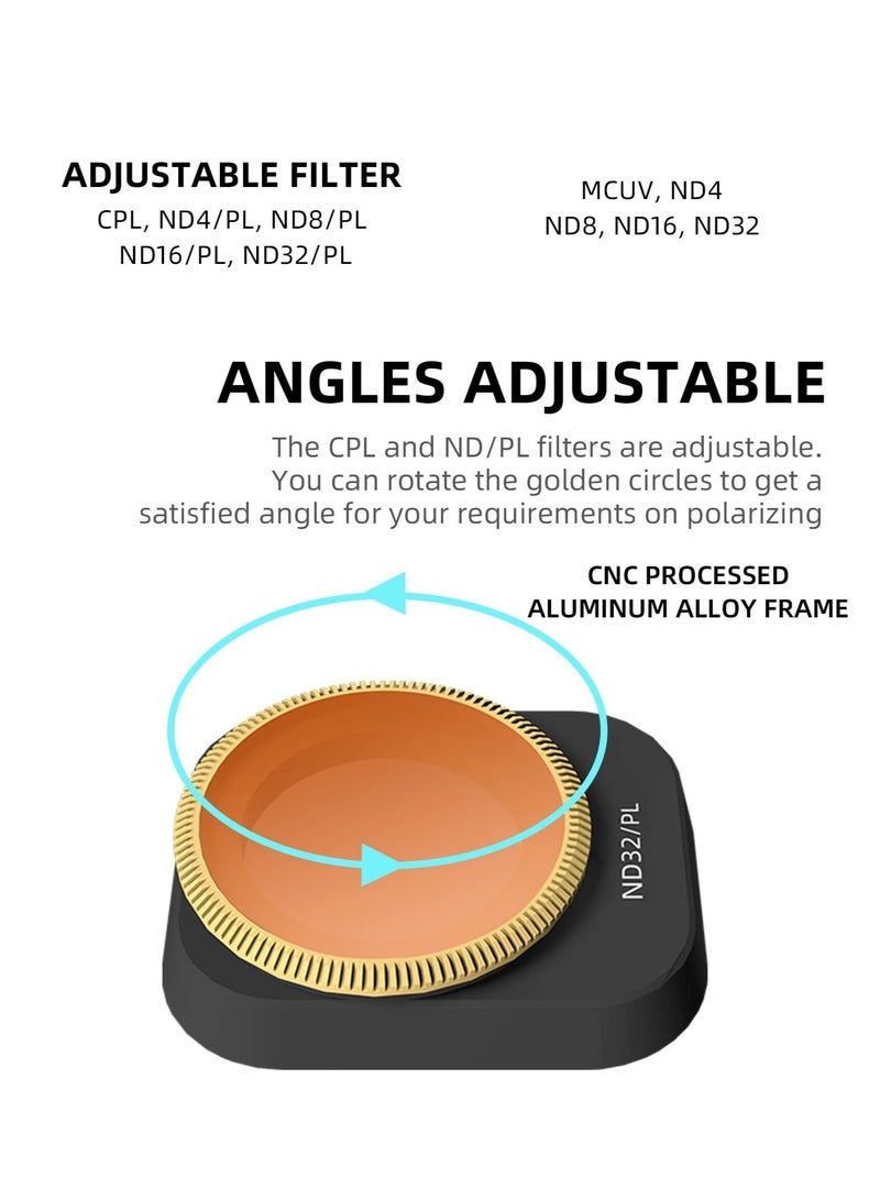 Captaintech ND Lens Filter Set for DJI Mini 3 Pro, 6 Piece UV Filter Multi-Coated Filter Camera Lens Drone Camera Lens Accessories, Adjustable Ultra-Light Filter (MCUV + CPL ND4 + ND8 + ND16 + ND32) - Image 4