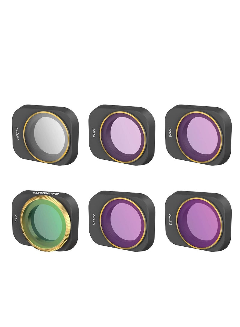 Captaintech ND Lens Filter Set for DJI Mini 3 Pro, 6 Piece UV Filter Multi-Coated Filter Camera Lens Drone Camera Lens Accessories, Adjustable Ultra-Light Filter (MCUV + CPL ND4 + ND8 + ND16 + ND32) - Image 1