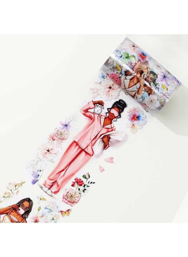 WT Wide PET Tape, Perfect for Scrapbooks, Junk Journals, Flower Girls Decorative Tape, Bloom & Vogue Tape, Transparent Clear Adhesive, Journal Scrapbook Bujo Planner DIY Craft Supplies(Single Roll) - Image 1