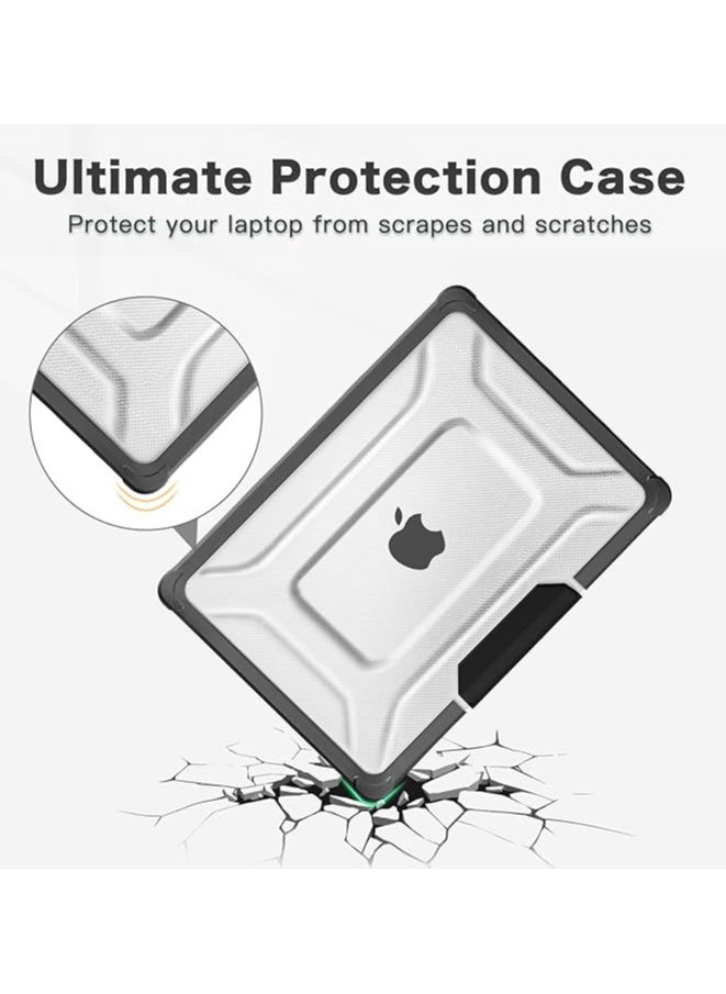 Compatible with MacBook Air 13 inch Case 2024 2023 2022 M3 A3113 M2 A2681, Shockproof Heavy Duty TPU Bumper Dots Plastic Hard Shell with Foldable Stand&Keyboard Cover for MacBook Air 13.6,Black