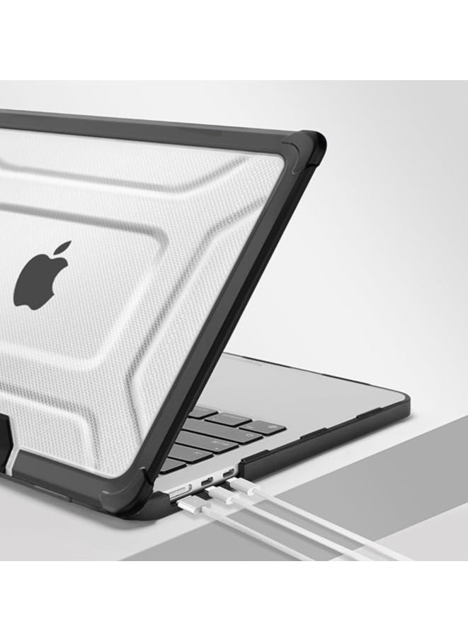 Compatible with MacBook Air 13 inch Case 2024 2023 2022 M3 A3113 M2 A2681, Shockproof Heavy Duty TPU Bumper Dots Plastic Hard Shell with Foldable Stand&Keyboard Cover for MacBook Air 13.6,Black