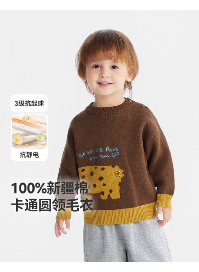 Anti-static And Pilling Resistant] Boys' Sweater Winter Style Thickened Baby Children 2025 New Year's Greeting Girls - Image 1