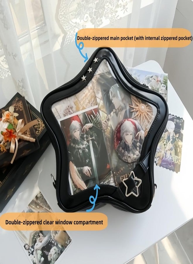 Vobomo Kawaii Ita Bag Backpack Star Pins Display Crossbody Bag with Insert Y2k Aesthetic Cute Handbag for Anime Comic Con (Black) - Image 4