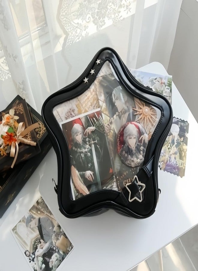 Vobomo Kawaii Ita Bag Backpack Star Pins Display Crossbody Bag with Insert Y2k Aesthetic Cute Handbag for Anime Comic Con (Black) - Image 2